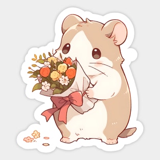 Floral Messenger: Hamster of Love Sticker